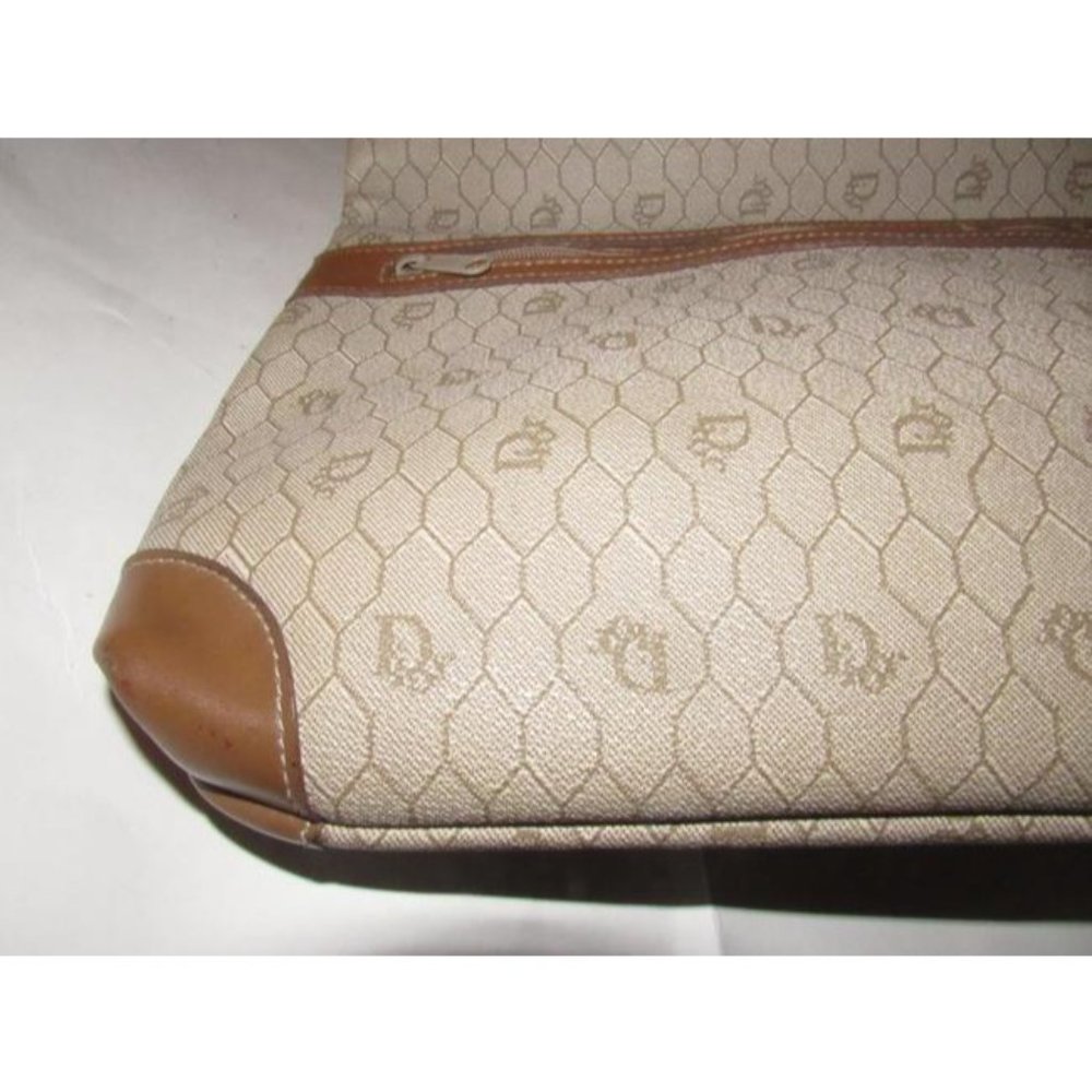 Vintage Dior Shades Of Brown Honeycomb Print Coated Canvas Clutch - Picture 10 of 12